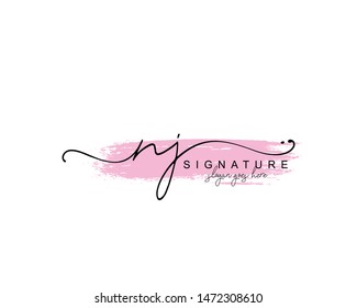 Initial NJ beauty monogram and elegant logo design, handwriting logo of initial signature, wedding, fashion, floral and botanical with creative template.