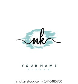Initial NK beauty handwriting logo vector
