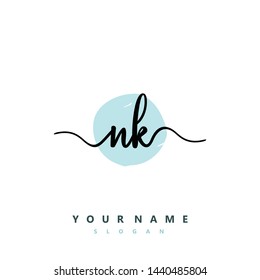 Initial NK beauty handwriting logo vector