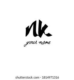 Initial nk handwriting logo template vector
