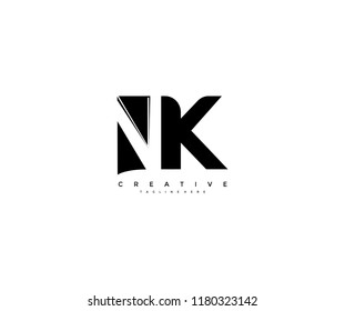 Initial NK Letter Corporate Shape Linked Logo