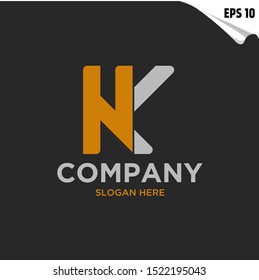 Initial NK Logo monogram design template. Simple line shape style modern logo.