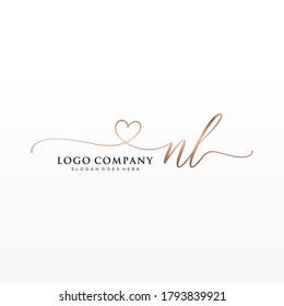 Initial NL Beauty-Monogramm und elegantes Logo-Design, Handschrift Logo der ersten Signatur, Hochzeit, Mode, Blumen und botanisch mit kreativen Vorlage.