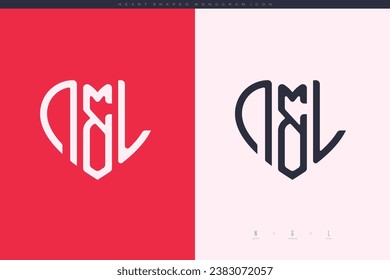 initial NL letters with red heart and love logo flat icon monogram concept