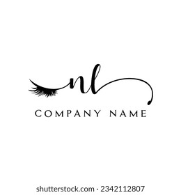 initial NL Logo lash logo eyelash vector modern symbols makeup