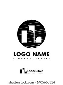 Initial NL negative space logo with circle template