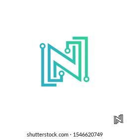 Initial N/letter N logo design template, Technology abstract vector logo