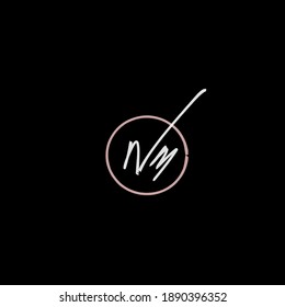 Initial Nm beauty monogram and elegant logo design