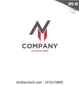 Initial NM Logo monogram design template. Simple elegant shape style modern logo. N, M, NM, MN modern logo initial.