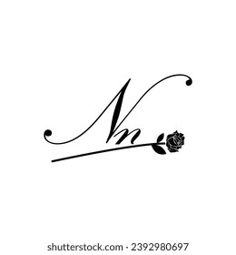 Initial NN handwriting flower typography ornament modern