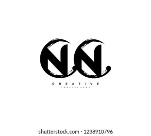 Initial NN Letter Abstract Artistic Rounded Shape Splash Grunge Logotype