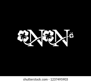 Initial NN Letter with Abstract Hibiscus Flower Swoosh Monogram Logotype