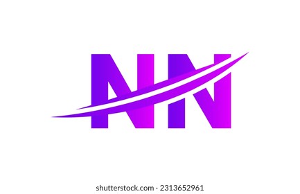 Initial NN letter Logo With Swoosh Design Graphic Vector Template for Business and Company Identity.