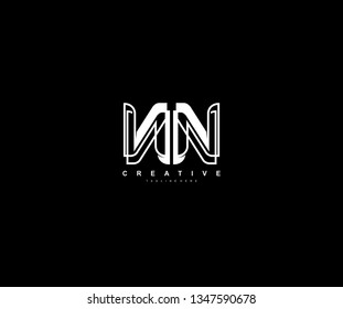 Initial NN Letter Modern Creative Linear Monochromatic Logo