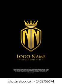 initial NN letter with shield style logo template vector