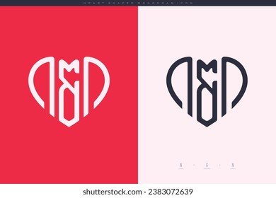 anfängliche NN-Buchstaben mit rotem Herzen und Logo-Symbol-Monogramm-Konzept