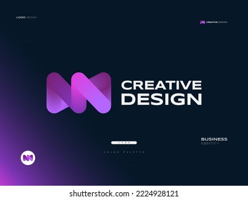 Initial NN Logo Design with Bold and Vibrant Concept in Purple Gradient. NN Logo or Icon for Business and Technology Brand Identity