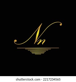 Marca inicial del logotipo de NN elegante elemento dorado