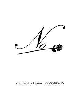 Initial NO handwriting flower typography ornament modern