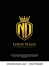 initial NO letter with shield style logo template vector