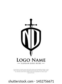 initial NO letter with shield style logo template vector
