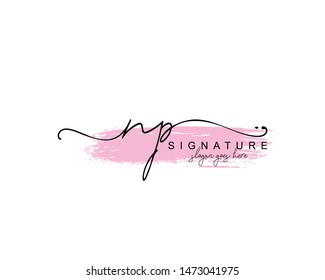 Initial NP beauty monogram and elegant logo design, handwriting logo of initial signature, wedding, fashion, floral and botanical with creative template.