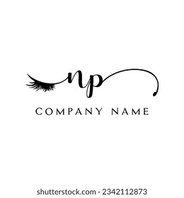 initial NP Logo lash logo eyelash vector modern symbols makeup