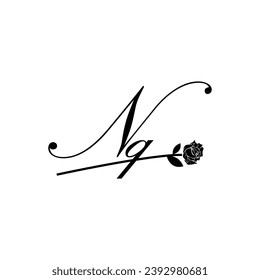 Ornamento de tipografía de flor de escritura NQ inicial moderno