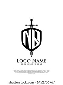 initial NQ letter with shield style logo template vector initial NQ letter with shield style logo template vector