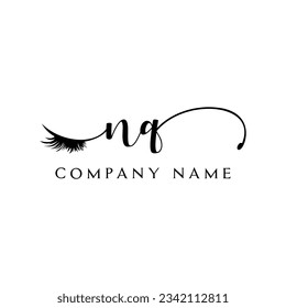 initial NQ Logo lash logo eyelash vector modern symbols makeup