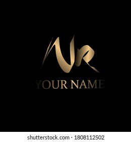 Initial NR handwriting logo template vector