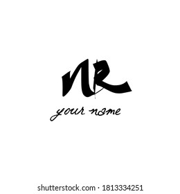 Initial NR handwriting logo template vector