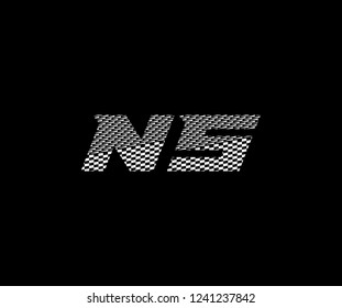 Initial NS letter abstract pattern race flag monogram logotype