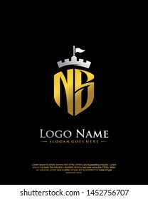 initial NS letter with shield style logo template vector