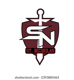 initial NS letter with shield style logo template vector