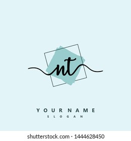 Initial NT beauty handwriting logo vector