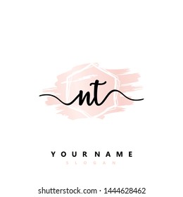 Initial NT beauty handwriting logo vector