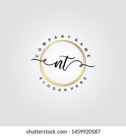 initial NT letter with shield style logo template vector