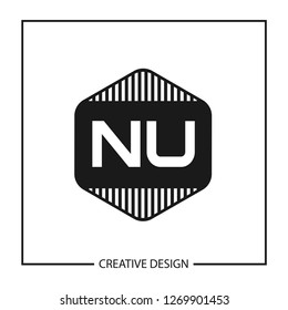 Initial NU Letter Logo Template Design