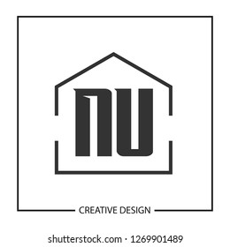 Initial NU Letter Logo Template Design