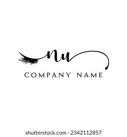 initial NU Logo lash logo eyelash vector modern symbols makeup