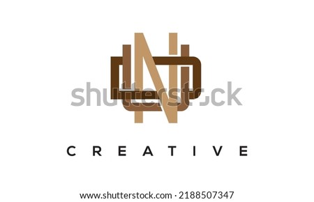 initial NUD, DUN letters monogram, three letters creative modern typographic logo, eye catching alphabet stylish logo vector