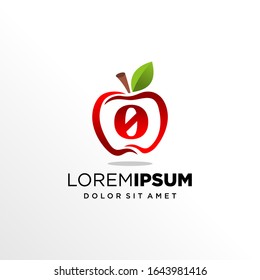 Initial Number 0 with Apple Fruit