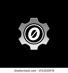 Initial Number 0 with Gear Logo Design Vector
