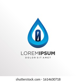 Initial Number 0 inside Water Drop Logo Design