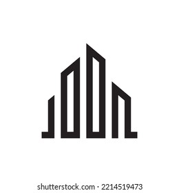 initial number 00 apartment building hotel real estate logo