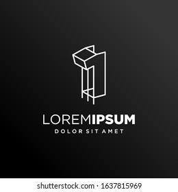 Initial Number 1 with Architecture Graphic Logo Design