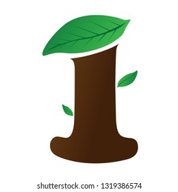 Initial Number 1 With Leaf and Nature Style Logo Icon. Material Design Logo Vector Illustration.