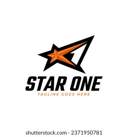 Initial number 1 with moving stars, racing logo design
