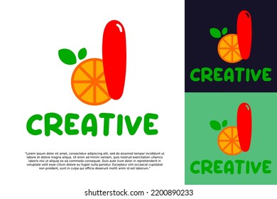 Número inicial 1 con elemento de concepto vectorial del logotipo de frutos anaranjados, logotipo número 1 con naranja orgánico